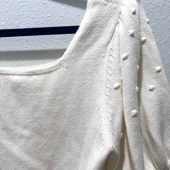 BCBGeneration White square Neck Sweater with Puff Sleeves and Cropped Fit  LARGE - Picture 6 of 12